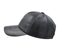 IFSUN Genuine Sheepskin Adjustable Unisex Leather Baseball Hats, Black, One Size