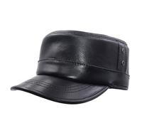 IFSUN Men's Leather Military Style Cap Cadet Hat Earflap Baseball Cap
