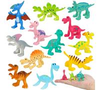 iftnotea 12PCS Cute Mini Dinosaurs Toy Figures for Kids, Plastic Dino Figurines Cake Topper Toy Set, Easter Eggs Christmas Birthday Gift for Toddlers