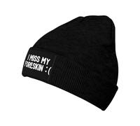 iftoday I Miss My Foreskin Beanie for Men,Slouchy Knit Skull Cap Warm Winter Hat Cuffed Plain Hat Black