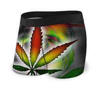 iftoday Men's Classics Boxer Brief Rasta Colors Weed Marijuana Novelty Boxer Shorts Print Underwear Stretch Boxer Trunk with Pouch Black