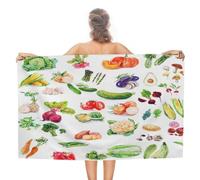 iftoday Modern Oil Painting Vegetables Beach Towel Portable, Abstract Fall Harvest Farm Pumpkin Avocado Beach Towels Suitable for Traveling Camping Towels-51L x31W