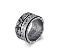 IFUAQZ Men's 14mm Stainless Steel Vintage Norse Viking Rune Spinner Ring Nordic Viking Celtic Knot Anxiety Rings, Metal, No Gemstone