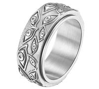 IFUAQZ Men's Stainless Steel Eye of God Ring Band All Seeing Black Silver Vintage Jewelry Size 7 to 13, Metal, No Gemstone