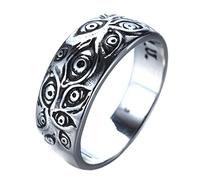 IFUAQZ Men's Stainless Steel Eye of God Ring Band All Seeing Black Silver Vintage Jewelry Size 7 to 13