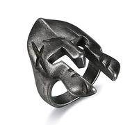 IFUAQZ Men's Stainless Steel Spartan Warrior Helmet Ring Vintage Silver Greek Viking Knight Biker Band, Metal, No Gemstone