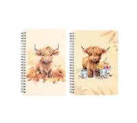 IFUDE 2 PCS Cute Highland Cow Wirebound Notebooks A5 50 sheets 100 Pages Memo Diary Notes Study Journal School Work for Kids School Classroom Office