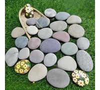 IFUDE 20 PCS Painting Rocks 1.9KG 5-8cm Flat Pebbles Natural Smooth Decorative stones Large River Rocks for DIY Craft Or Aquarium Décor