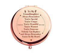 IFUDE Engraved Compact Makeup Mirror -Inspirational Gift for Granddaughters from Grandparents - Folding Pocket Mirror Perfect for Birthdays,Christmas,Graduation,and More!