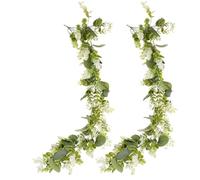 ifundom 1.8m Wedding Hanging Vine with Realistic Texture, Reusable Eucalyptus Leaf Garland for Outdoor Decorating and Seasonal Decor, Plastic Artificial Eucalyptus Arch Decor in Green