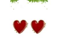 ifundom 1 Pair Heart Shaped Earrings Punk Style Red Metal Studs Exaggerating Design Lightweight Jewelry for Women and Suitable for Wedding and Employee Benefits