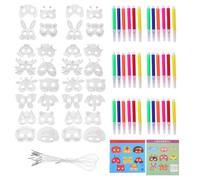 ifundom 1 Set Animal Coloring Mask Jungle Paper Arts Crafts Kids Color Your Own Blank Diy Mask Masquerade Favor School Classroom Activity Game Supplies