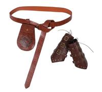 ifundom 1 Set Men's Renaissance Costume - Viking Belt & Arm Guards - PU Pouch and Bracers - Medieval Warrior Accessories for Renaissance Fairs Cosplay Brown