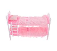 ifundom 1 Set Mini Dollhouse Bunk Bed Mini Toy Furniture - Dollhouse Bedroom Bed Decoration with Tiny Pillows Mattress for Dolls