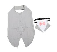 ifundom 1 Set Wedding Pet Costume with Dog Bandana Stylish Dog Suit for Parties Festivals and Weddings Easy to Wear Grey Attire for Special Occasions