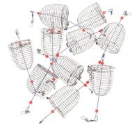 ifundom 10 PCS Stainless Steel Carp Fishing Feeder Cage Corrosion-resistant Mesh Trap Basket for Lobsters Crabs Eels Shrimps Crayfish Portable Outdoor Fishing Lure Holder