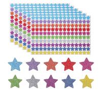 ifundom 10 Sheets Bulk Five-Point Star Glitter Stickers for Teachers Reward Mini Adhesive Stars for School Classroom Incentives