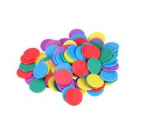 ifundom 100pcs 25mm Plastic Bingo Chips Set, Solid Red Green Yellow Purple Lake Blue Counters for Learning and Board Game Accessories