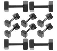 ifundom 10Pcs 4Mm Black Titanium Steel Dumbbell Earrings for Men Women, Tiny Faux Gauge Studs, Square Barbell Body Jewelry Suitable for Everyday Wear