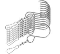 ifundom 10pcs 90mm Stainless Steel Swivel Hooks 360° Rotary Wind Chimes Hangers for Hanging Flower Baskets and Bird Feeders in Silver