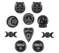 ifundom 10pcs Black Alloy Punk Brooch Pin Set with Coffin, Witch Hat, and Spellbook Designs for DIY Clothing Accessories and Gothic Fashion Decoration Random Style