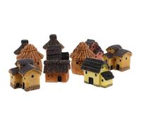 ifundom 10pcs Miniature Resin House: Retro-style Small Cottage For Micro Garden Accessories - Dollhouse Decor Resin Hut Model For Sand Table And Fairy Garden