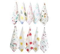 ifundom 10pcs Pure Cotton Face Washcloths Soft Drool Towels for Newborns and Thick Muslin Absorbent Handkerchiefs for Shower