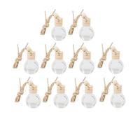 ifundom 10pcs Refillable 10ml Glass and Wood Hanging Car Air Freshener Bottles, Portable Essential Oil Diffuser Pendants to Alleviate Driving Stress, for Office and Cabinet Use