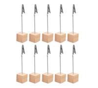ifundom 10pcs Retro Wooden Memo Clips Desktop Business Cards Holders with Iron Clamps for Displaying Memos and Business Cards, Simple and Beautiful Design for Office Use Around The