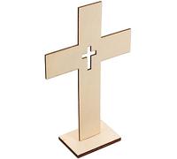 ifundom 10pcs Wooden Standing Cross Rectangular Base Standing Cross Crucifix Christian Desktop Catholic Baptism Centerpieces For Home Weddings Meditation