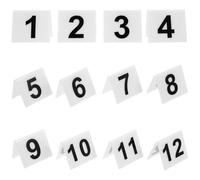 ifundom 12pcs Acrylic Double-sided Number Markers White Background Black Digits Table Tent Cards for Werewolf Detective Game Party Supplies Crime Scene Evidence