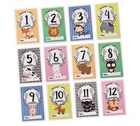 ifundom 12pcs Animal Baby Growth Marker Cards Double-Sided Wood Cards Assorted Color Creative Delicate Design Record Baby's Growing Period Commemoration Baby Photography