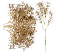 ifundom 12pcs Christmas Artificial Plant Picks with Golden Glitter, Plastic Material for Wreath Making and Holiday Centerpiece Decoration