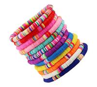 ifundom 12pcs Elastic Bracelet Clay Beads Bracelets Polymer Clay Bead Bohemian Style Lightweight Wrist Decoration Easy to Wear for Wedding and Engagement Random Color