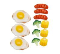 ifundom 12pcs Realistic Pretend Play Food Model Includes Sausages Corn Fried Eggs Broccoli for Role Play Early Childhood Teaching and Photography Props