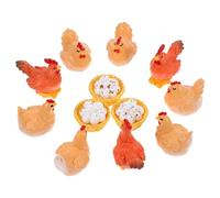 ifundom 12pcs Resin Miniature Chicken Figurines Farm Animal Garden Miniatures Cute Hen Rooster Sculptures for DIY Micro Landscape Decorations