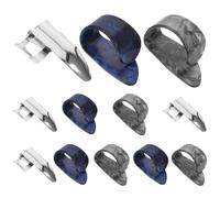 ifundom 12pcs Stainless Steel Guitar Finger Picks Set with Thumb and Finger Picks for Acoustic, Electric, Bass, Ukulele - Silver Guitar Accessories for Musicians and Folk Instruments