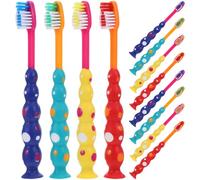 ifundom 12pcs Toddler Toothbrush with Suction Cup Children Manual Toothbrush Child Sized Brush Heads for Kids Preschool Boys Girls