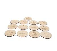ifundom 13pcs Boy Girl Birthday Growth Cards Wooden Monthly Cards Discs High Contrast for First Year