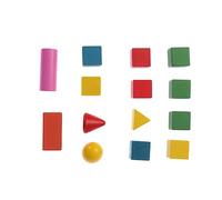 ifundom 14pcs Wooden Geometry Building Blocks Three Dimensional Educational for Boys and Enhancing Creativity and Learning Skills Anywhere for Home Kindergarten and Playdates Random Color