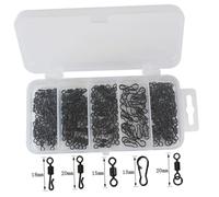 ifundom 150PCS Fishing Swivel Connector Set Shape Ball Bearing Snap Swivels for Easy Connection Portable Storage Case for Various Fishing Techniques