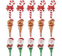 ifundom 15pcs Christmas Balloons Set with Inflatable Aluminum Foil Santa Claus, Candy Cane Gingerbread Man Balloons on Stick for Holiday Party Table Decorations