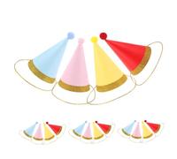 ifundom 16pcs Dog Birthday Hats for Pets Soft Felt Kitten and Puppy Party Cone Hats with Mini Pom Poms Easy to Wear Reusable Animal Celebration Accessories for Small Dogs Cats and Stuffed