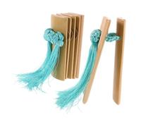 ifundom 1Set Bamboo Kuaiban Clappers Traditional Hand Percussion Instrument with Blue Tassel for Folk Music Festivals Crosstalk Performances Loud Crisp Sound Meticulous