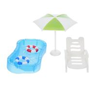 ifundom 1Set Miniature Dollhouse Swimming Pool Beach Decoration with Umbrella and Chairs for DIY Fairy Garden and Playhouse Scene Display