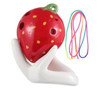 ifundom 1set Strawberry Shaped Ocarina Musical Instrument for Boy Girl Design with Hanging String Support Stand Music Score for Beginners and Intellectual Development