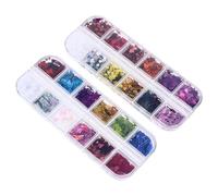 ifundom 2 Boxes Heart Shaped and Butterfly Nail Art Supplies with Assorted Colour Ultra-Thin Sequins, Easy to Use Glitter Nail Stickers for Personal Use and Festival Manicures