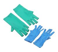 ifundom 2 Pairs Crochet Half Finger Gloves Fingerless Typing and Sewing Work Gloves in Blue and Lake Green for Quilting and Crafting Tasks