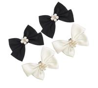 ifundom 2 Pairs Decorative Bowknot Shoe Clips for Women Reusable Cloth and Metal Shoe Charms Decoration Clips Suitable for Prom and Birthday Can Attach on Front Side Or Back