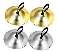 ifundom 2 Pairs of Boys and Girls Finger Cymbals 5.5cm Silver Gold Brass Mini Musical Instruments for Dance and Rhythm